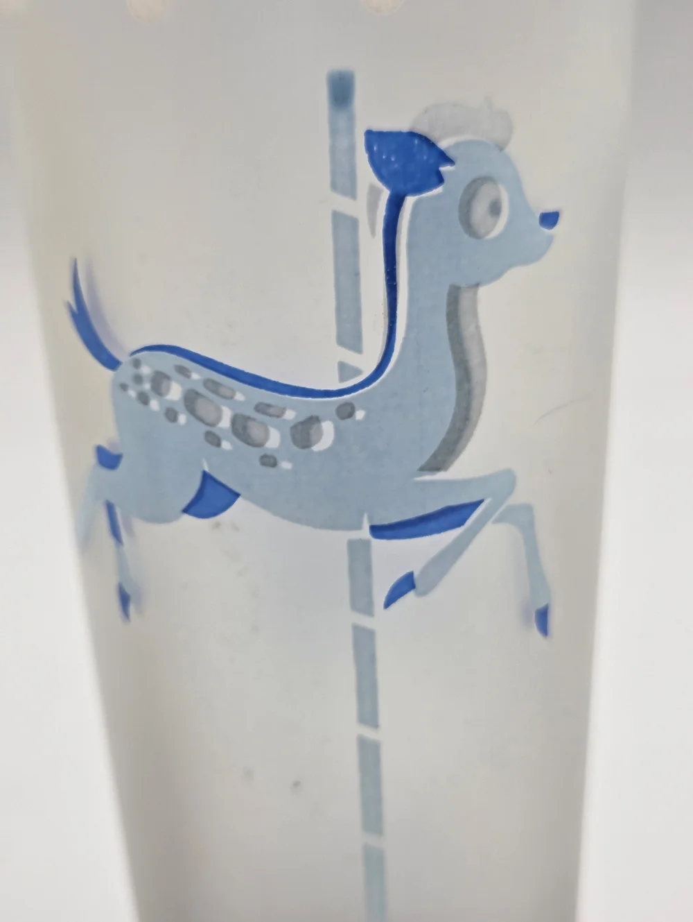 Libbey Frosted Carousel Tumblers Lion & Deer/Fawn Glass 7” Set Of 2